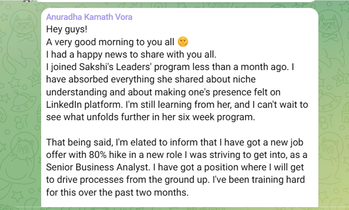 Anuradha Kamath Vora testimonial screenshot